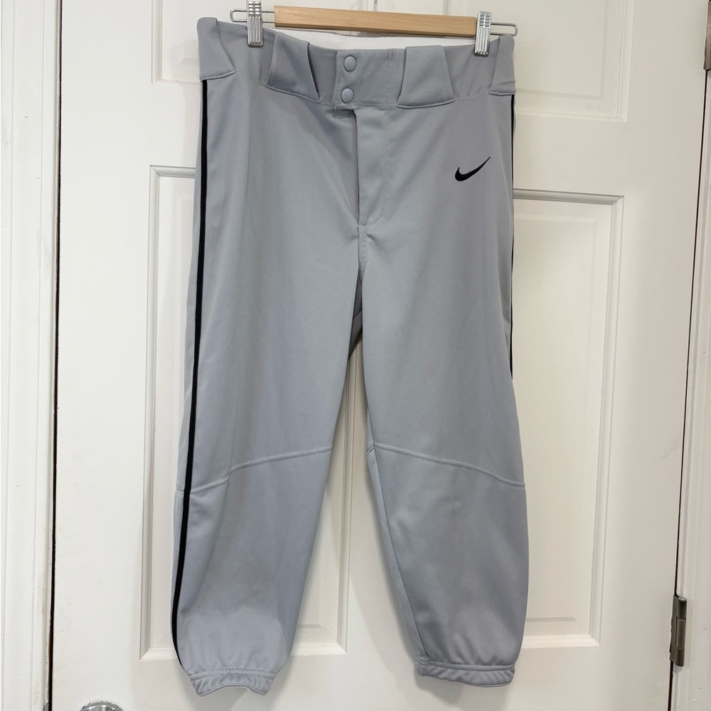 Nike Team Engineered Men’s Baseball Pants Gray Black Stripes Athletic Sports